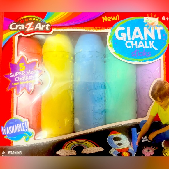 Giant Chalk Sticks - Multicolor - 5 Count - Picture 1 of 2
